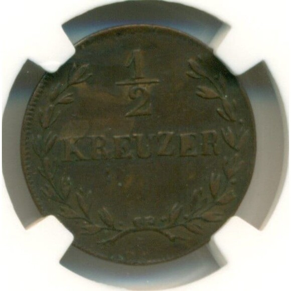 Germany States Baden 1825 1/2 Kreuzer VF Details NGC Low Mintage - Picture 4 of 4